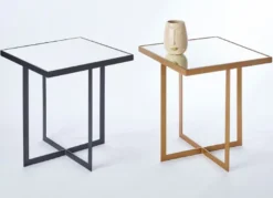 Casa Padrino Luxus Beistelltisch Bronze 51 x 51 x H. 55 cm - Metall Tisch mit Spiegelglas Tischplatte - Luxus Möbel