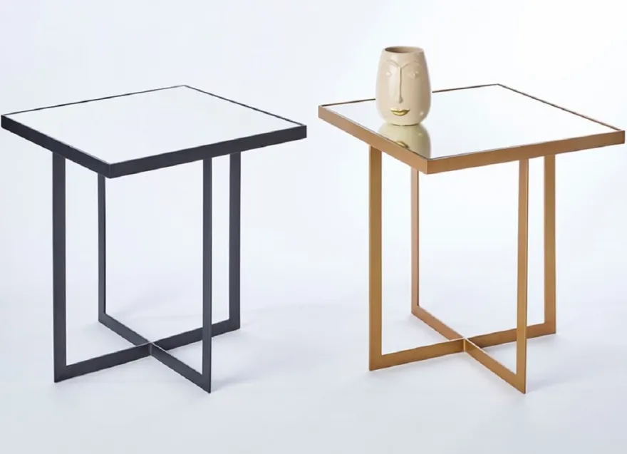 Casa Padrino Luxus Beistelltisch Bronze 51 x 51 x H. 55 cm - Metall Tisch mit Spiegelglas Tischplatte - Luxus Möbel