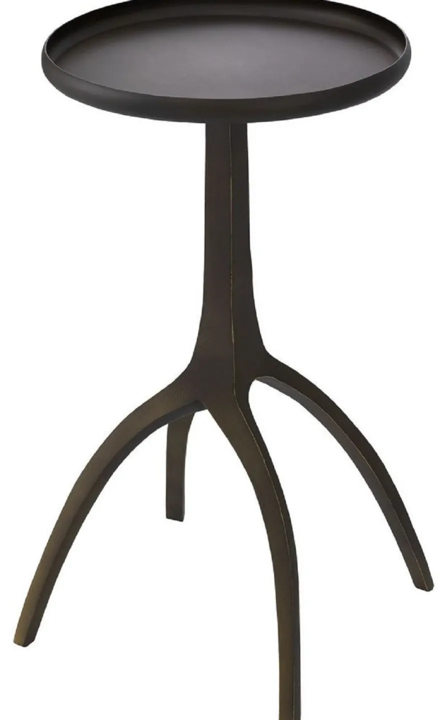 Casa Padrino Luxus Beistelltisch Bronzefarben 40,5 x 40,5 x H. 56 cm - Moderner Metall Tisch mit runder Tischplatte - Wohnzimmer Möbel - Luxus Möbel