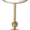 Casa Padrino Luxus Beistelltisch Messingfarben Ø 26 x H. 45,5 cm - Runder Edelstahl Tisch mit Spiegelglas - Luxus Wohnzimmer Möbel