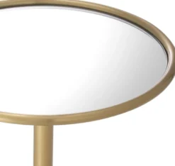 Casa Padrino Luxus Beistelltisch Messingfarben Ø 26 x H. 45,5 cm - Runder Edelstahl Tisch mit Spiegelglas - Luxus Wohnzimmer Möbel
