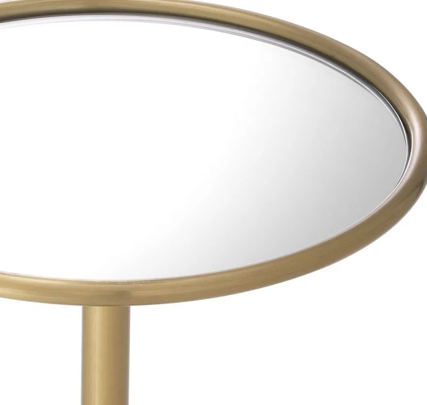 Casa Padrino Luxus Beistelltisch Messingfarben Ø 26 x H. 45,5 cm - Runder Edelstahl Tisch mit Spiegelglas - Luxus Wohnzimmer Möbel