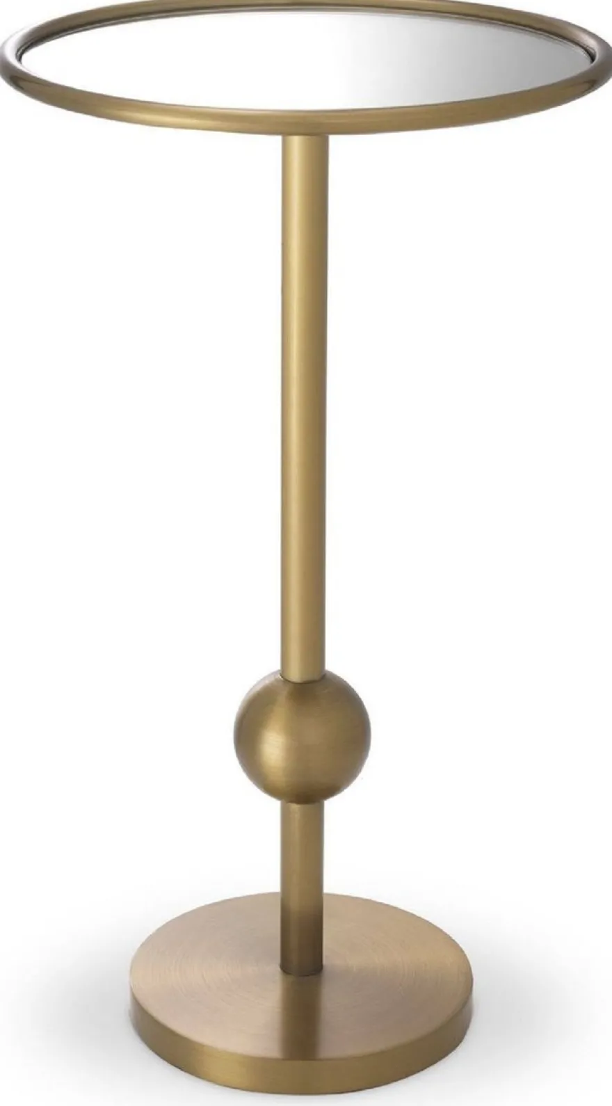 Casa Padrino Luxus Beistelltisch Messingfarben Ø 26 x H. 45,5 cm - Runder Edelstahl Tisch mit Spiegelglas - Luxus Wohnzimmer Möbel