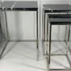 Casa Padrino Luxus Beistelltisch 3er Set Silber / Schwarz - Edelstahl Tische mit Marmorplatte - Wohnzimmer Möbel - Luxus Kollektion
