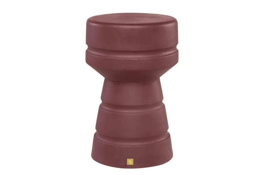 Casa Padrino Luxus Beistelltisch / Hocker Bordeauxrot Ø 30,5 x H. 48 cm - Beistelltisch aus Faserbeton in Form eines Schach-Bauern, auch als Sitzhocker nutzbar - Luxus Möbel