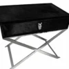 Casa Padrino Luxus Beistelltisch mit Schublade Schwarz / Silber 70 x 46 x H. 61 cm - Wohnzimmermöbel