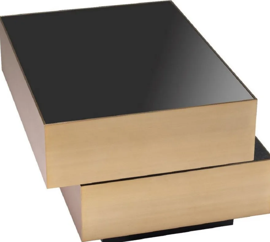 Casa Padrino Luxus Beistelltisch Messingfarben / Anthrazitgrau / Schwarz 62 x 80 x H. 48 cm - Wohnzimmer Möbel - Luxus Qualität