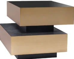 Casa Padrino Luxus Beistelltisch Messingfarben / Anthrazitgrau / Schwarz 62 x 80 x H. 48 cm - Wohnzimmer Möbel - Luxus Qualität
