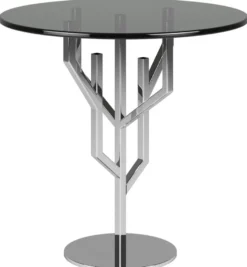 Casa Padrino Luxus Beistelltisch Grau / Silber Ø 45 x H. 58 cm - Edler runder Tisch mit Glasplatte - Luxus Wohnzimmer Möbel