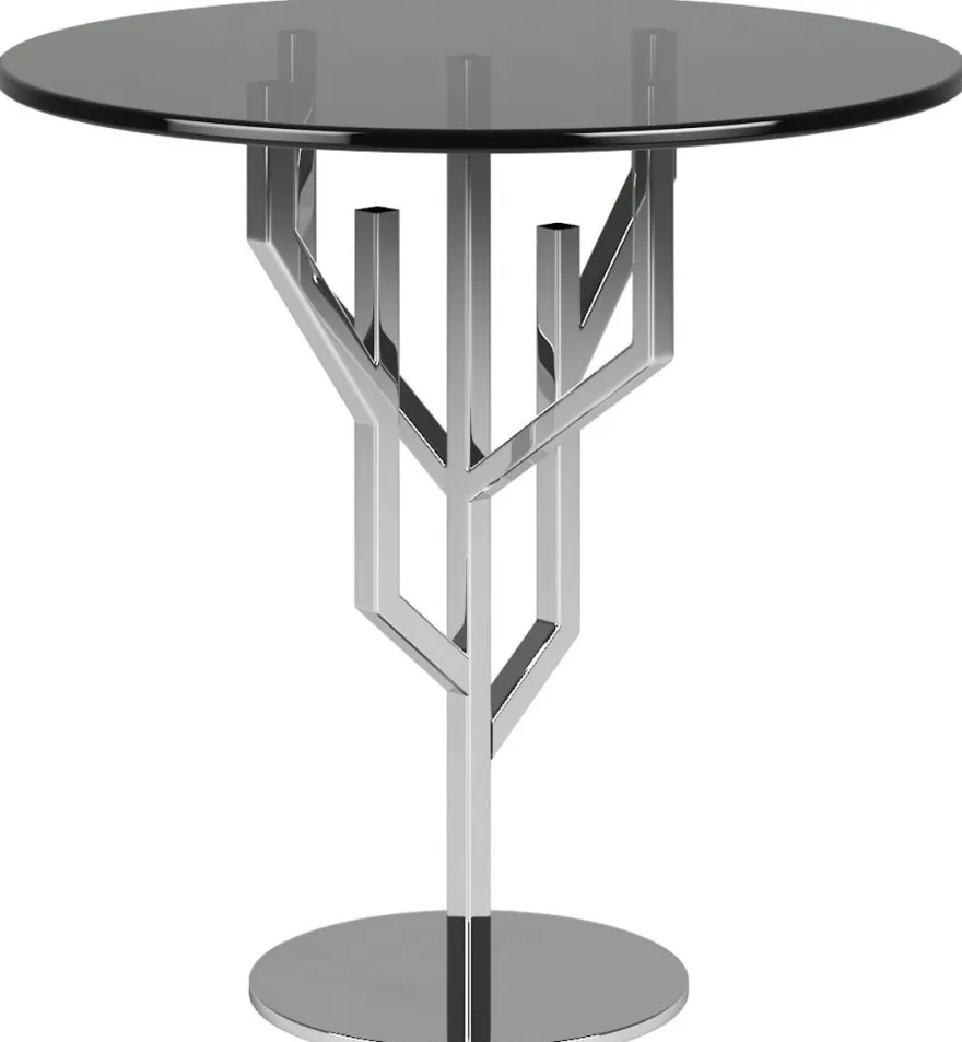 Casa Padrino Luxus Beistelltisch Grau / Silber Ø 45 x H. 58 cm - Edler runder Tisch mit Glasplatte - Luxus Wohnzimmer Möbel