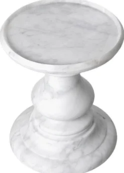 Casa Padrino Luxus Beistelltisch Weiß Ø 33 x H. 39,5 cm - Runder Beistelltisch aus hochwertigem Carrara Marmor - Luxus Marmor Möbel