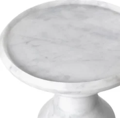 Casa Padrino Luxus Beistelltisch Weiß Ø 33 x H. 39,5 cm - Runder Beistelltisch aus hochwertigem Carrara Marmor - Luxus Marmor Möbel