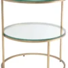 Casa Padrino Luxus Beistelltisch Messingfarben Ø 50 x H. 57 cm - Runder Edelstahl Tisch mit gehärteten Glasplatten - Luxus Qualität