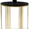 Casa Padrino Luxus Beistelltisch Gold / Schwarz Ø 47 x H. 50 cm - Runder Tisch mit Marmorplatte - Wohnzimmer Möbel