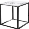Casa Padrino Luxus Beistelltisch Hochglanzschwarz / Weiß-Lila 56 x 56 x H. 56 cm - Edelstahl Tisch mit Marmorplatte - Luxus Wohnzimmer Möbel