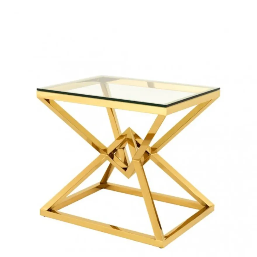 Casa Padrino Luxus Beistelltisch in Edelstahl Gold Finish, 65 x 50 x H 60 cm - Moderner Design Tisch