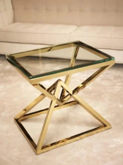 Casa Padrino Luxus Beistelltisch in Edelstahl Gold Finish, 65 x 50 x H 60 cm - Moderner Design Tisch