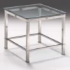 Casa Padrino Luxus Beistelltisch Silber 60 x 60 x H. 48 cm - Quadratischer Messing Tisch mit Glasplatte - Luxus Wohnzimmer Möbel