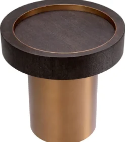 Casa Padrino Luxus Beistelltisch Mokka / Messing Ø 50 x H. 50,5 cm - Runder Wohnzimmer Tisch - Wohnzimmer Möbel - Luxus Möbel - Luxus Einrichtung - Wohnzimmer Einrichtung