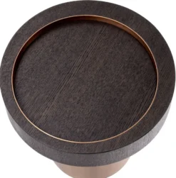 Casa Padrino Luxus Beistelltisch Mokka / Messing Ø 50 x H. 50,5 cm - Runder Wohnzimmer Tisch - Wohnzimmer Möbel - Luxus Möbel - Luxus Einrichtung - Wohnzimmer Einrichtung