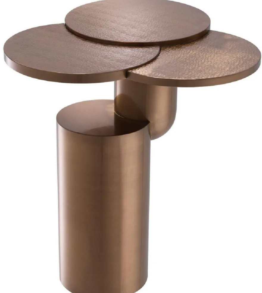 Casa Padrino Luxus Beistelltisch Kupferfarben Ø 57 x H. 61,5 cm - Designer Edelstahl Tisch - Wohnzimmermöbel - Luxus Kollektion