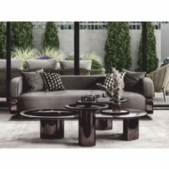 Casa Padrino Luxus Beistelltisch mit Glasplatte Bronze / Grau H. 45 cm - Luxus Möbel