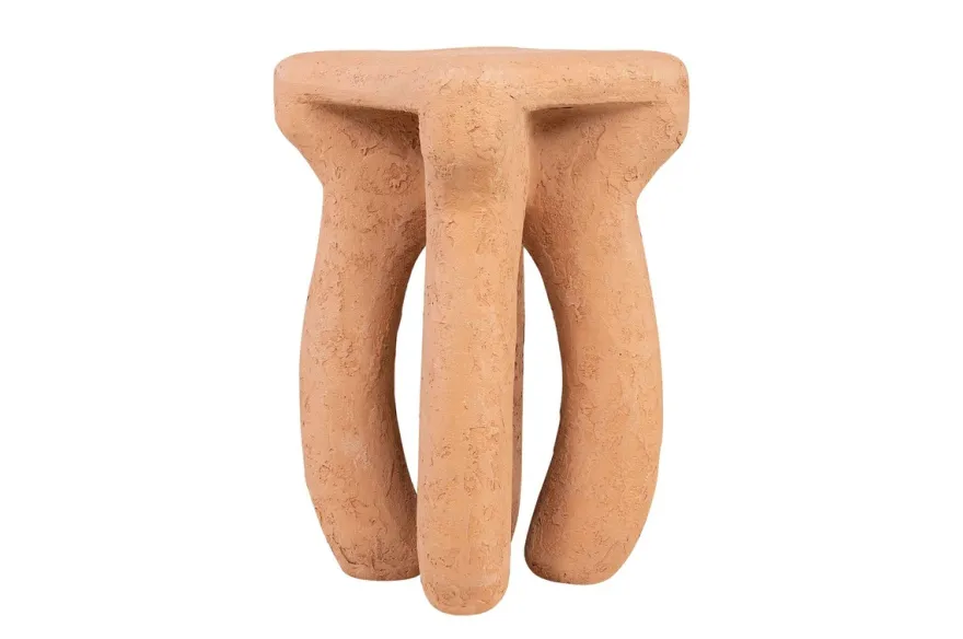 Casa Padrino Luxus Beistelltisch / Hocker Terrakotta 38 x 38 x H. 50 cm - Organisch geformter Beistelltisch aus Fiberglas, auch als Sitzhocker nutzbar - Luxus Möbel