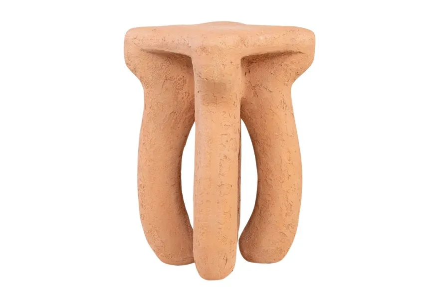 Casa Padrino Luxus Beistelltisch / Hocker Terrakotta 38 x 38 x H. 50 cm - Organisch geformter Beistelltisch aus Fiberglas, auch als Sitzhocker nutzbar - Luxus Möbel