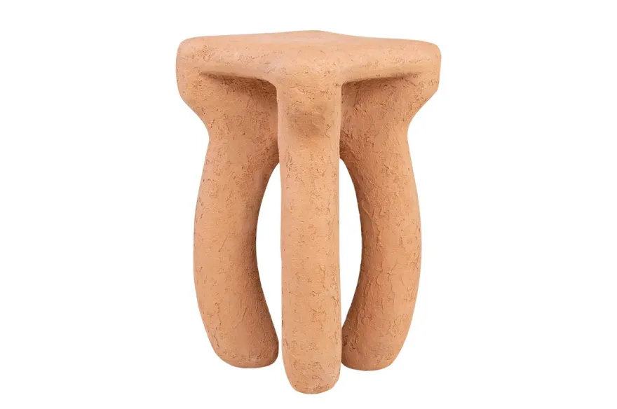 Casa Padrino Luxus Beistelltisch / Hocker Terrakotta 38 x 38 x H. 50 cm - Organisch geformter Beistelltisch aus Fiberglas, auch als Sitzhocker nutzbar - Luxus Möbel
