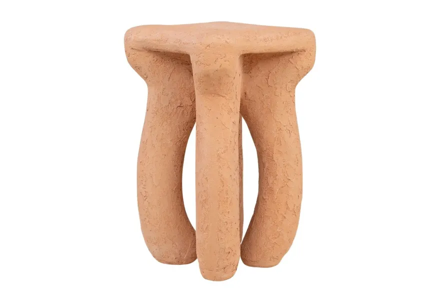Casa Padrino Luxus Beistelltisch / Hocker Terrakotta 38 x 38 x H. 50 cm - Organisch geformter Beistelltisch aus Fiberglas, auch als Sitzhocker nutzbar - Luxus Möbel