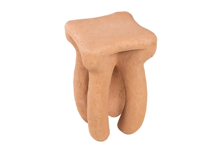 Casa Padrino Luxus Beistelltisch / Hocker Terrakotta 38 x 38 x H. 50 cm - Organisch geformter Beistelltisch aus Fiberglas, auch als Sitzhocker nutzbar - Luxus Möbel