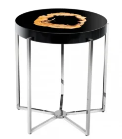 Casa Padrino Luxus Beistelltisch Art Deco Hohlstahl Nickel Finish 51 x H 56 cm