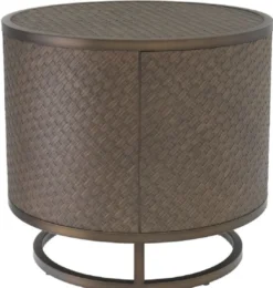 Casa Padrino Luxus Beistelltisch Bronze Ø 55 x H. 50,5 cm - Runder Eichenfurnier Tisch mit Edelstahl Gestell - Luxus Wohnzimmermöbel