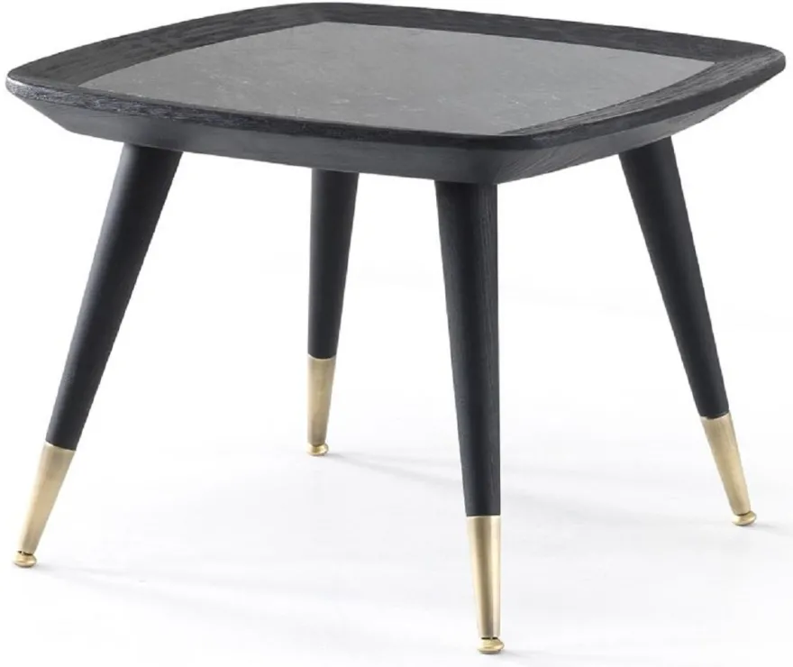 Casa Padrino Luxus Beistelltisch Schwarz / Grün / Antik Messing 60 x 60 x H. 44 cm - Quadratischer Tisch mit Marmorplatte - Wohnzimmer Möbel - Hotel Möbel - Luxus Möbel