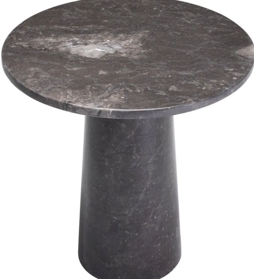 Casa Padrino Luxus Beistelltisch Grau Ø 54,5 x H. 56 cm - Runder Marmor Tisch - Wohnzimmer Möbel - Luxus Kollektion