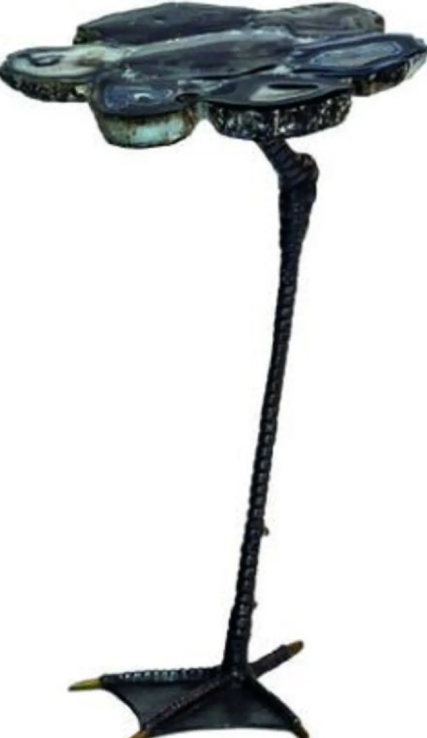 Casa Padrino Luxus Beistelltisch Schwarz 30 x 39,5 x H. 41,5 cm - Moderner Tisch mit Achat Edelstein Tischplatte und Metall Tischbein im Entenfuß Design - Luxus Wohnzimmer Möbel
