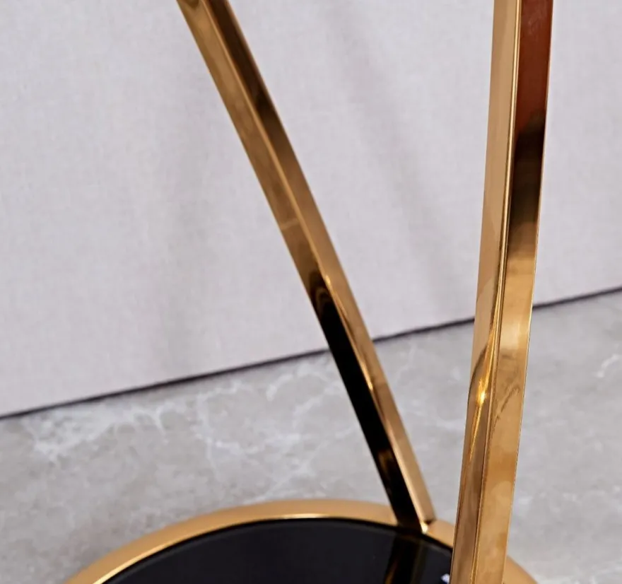 Casa Padrino Luxus Beistelltisch Gold / Schwarz Ø 35 x H. 90 cm - Runder Edelstahl Blumentisch mit getönten Glasplatten - Wohnzimmer Möbel - Luxus Möbel