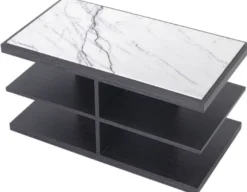 Casa Padrino Luxus Beistelltisch Weiß / Lila / Anthrazitgrau 92 x 50 x H. 48 cm - Massivholz Tisch mit Marmorplatte - Wohnzimmer Möbel - Luxus Möbel