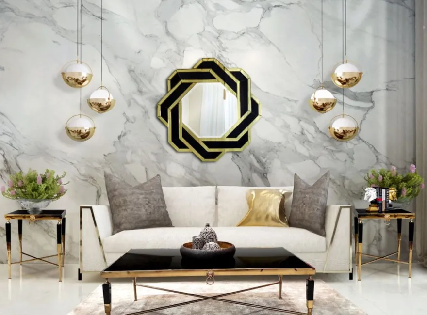 Casa Padrino Luxus Beistelltisch Schwarz / Gold 50 x 50 x H. 60 cm - Quadratischer Tisch mit Kunstmarmor Tischplatte - Luxus Wohnzimmer Möbel - Hotel Möbel - Luxus Einrichtung - Hotel Einrichtung