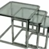 Casa Padrino Luxus Beistelltisch Set Silber 60 x 60 x H. 55 cm - Stahl Beistelltische mit Glasplatte