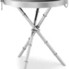 Casa Padrino Luxus Beistelltisch Silber / Schwarz Ø 55 x H. 44 cm - Runder Metall Tisch mit Glasplatte - Wohnzimmermöbel