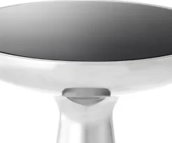 Casa Padrino Luxus Beistelltisch Silber / Schwarz Ø 50 x H. 60 cm - Runder Edelstahl Tisch mit Glasplatte