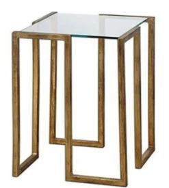 Casa Padrino Luxus Beistelltisch Vincent in Gold Messing und Glas, 46 x 46 x H 66 cm - Elegantes Design