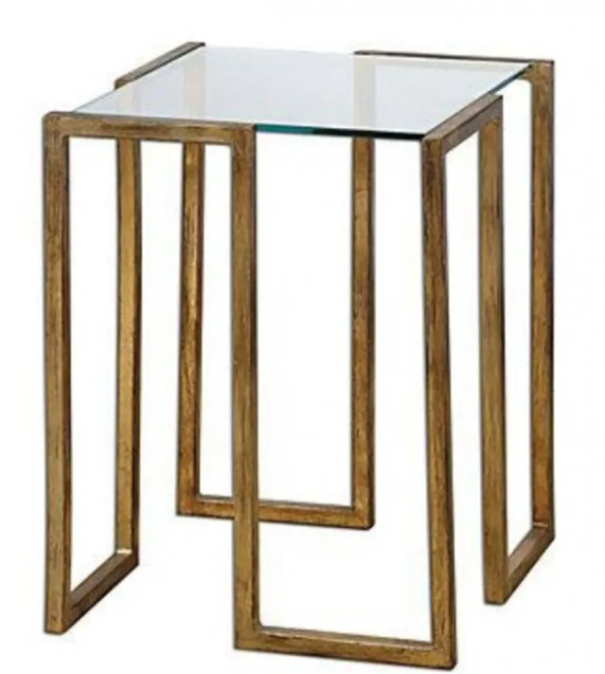 Casa Padrino Luxus Beistelltisch Vincent in Gold Messing und Glas, 46 x 46 x H 66 cm - Elegantes Design