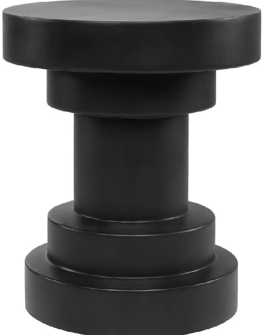 Casa Padrino Luxus Beistelltisch / Hocker Schwarz Ø 38 x H. 45 cm - Runder Glasfaserverstärkter Tisch / Sitzhocker - Wohnzimmer Möbel - Luxus Möbel - Luxus Kollektion