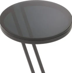 Casa Padrino Luxus Beistelltisch Rotguss / Grau Ø 36 x H. 60 cm - Edelstahl Tisch mit Glasplatte - Wohnzimmer Möbel - Luxus Möbel - Luxus Einrichtung - Luxus Interior