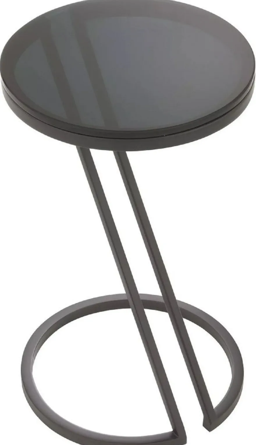Casa Padrino Luxus Beistelltisch Rotguss / Grau Ø 36 x H. 60 cm - Edelstahl Tisch mit Glasplatte - Wohnzimmer Möbel - Luxus Möbel - Luxus Einrichtung - Luxus Interior