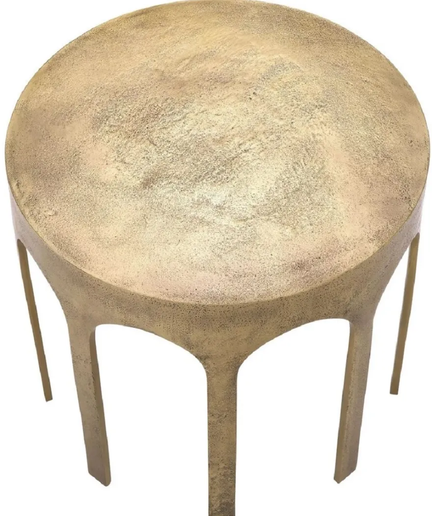 Casa Padrino Luxus Beistelltisch Vintage Messing Ø 55 x H. 50 cm - Runder Aluminium Tisch - Aluminium Möbel - Wohnzimmer Möbel - Luxus Möbel - Luxus Einrichtung - Wohnzimmer Einrichtung