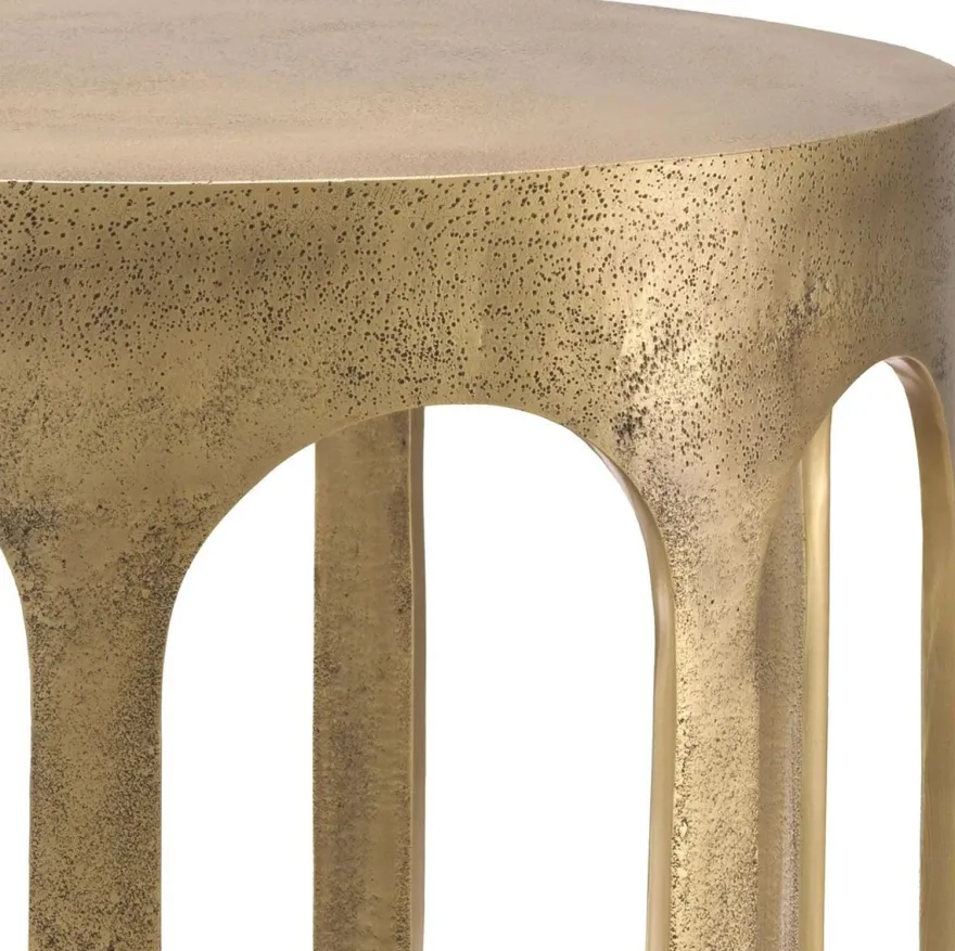 Casa Padrino Luxus Beistelltisch Vintage Messing Ø 55 x H. 50 cm - Runder Aluminium Tisch - Aluminium Möbel - Wohnzimmer Möbel - Luxus Möbel - Luxus Einrichtung - Wohnzimmer Einrichtung