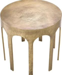 Casa Padrino Luxus Beistelltisch Vintage Messing Ø 55 x H. 50 cm - Runder Aluminium Tisch - Aluminium Möbel - Wohnzimmer Möbel - Luxus Möbel - Luxus Einrichtung - Wohnzimmer Einrichtung